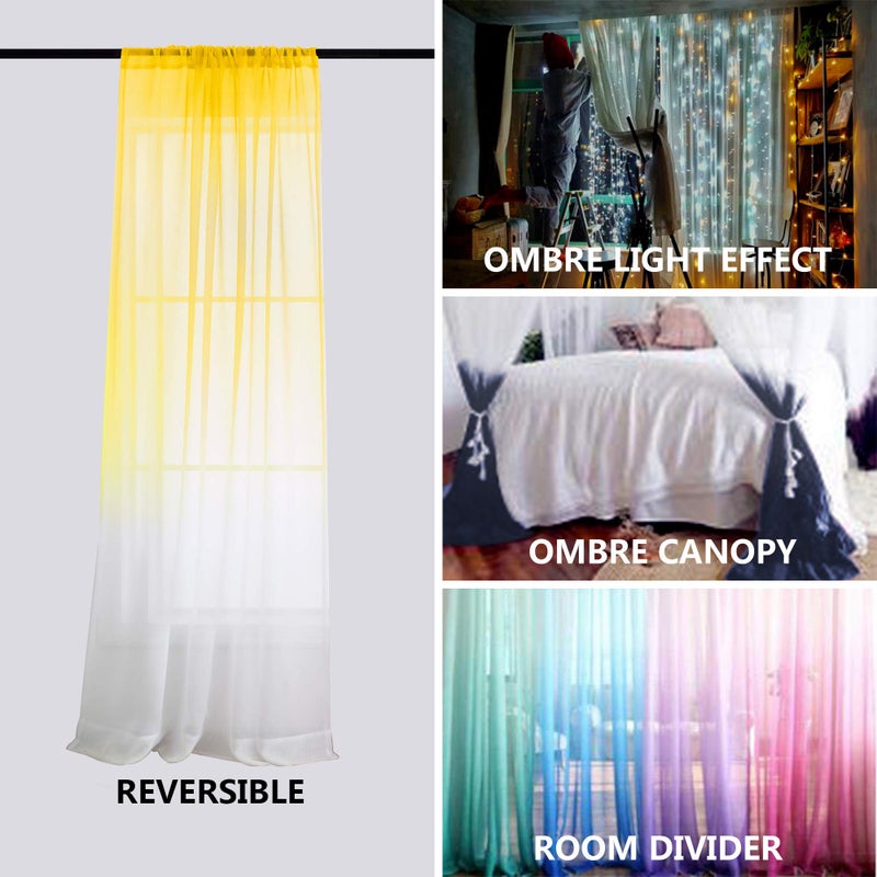 KOUFALL Spring Yellow Sheer Curtains 84 Inches Long, Bright Yellow and White Summer Curtains for Living Room, 2 Panel Set, Lemon Yellow - Image 4